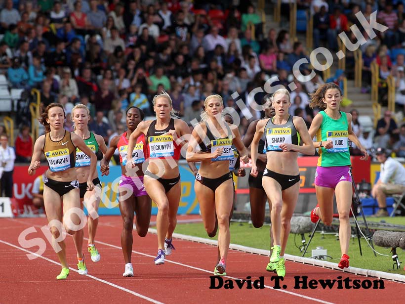 Lynsey Sharp leads the 800 metres, 2012 Samsung Diamond League, Birmingham.